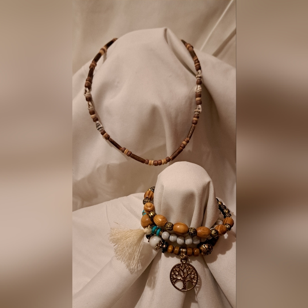 Bohemian Beaded Necklace and Bracelet Set